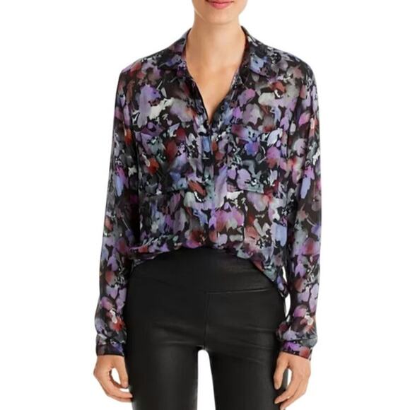 BELLA DAHL FLORAL HIPSTER BUTTON SHIRT, SIZE L - Picture 2 of 9